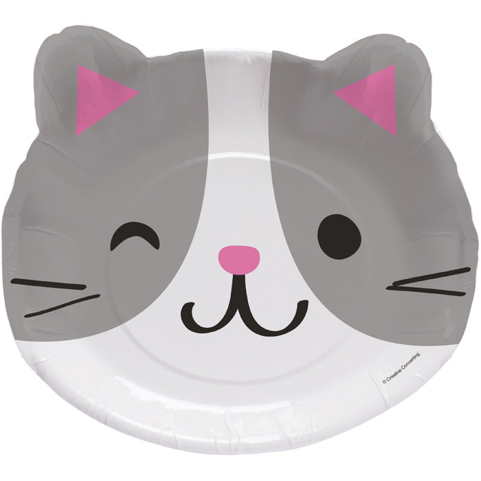 Purr-Fect Cat Party Shaped Plate 9" Assorted Kittens, 8 ct