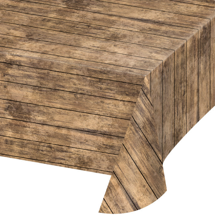 Wood Grain Plastic Table Cover, 54" X 108"