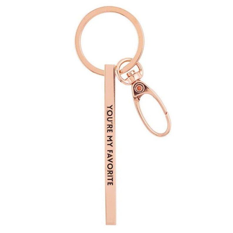 You're My Favorite Rose Gold Stamped Bar Keychain | Minimalist Metal Quote Keychain | Amazing Pinatas 